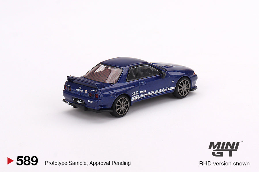 Mini GT Nissan Skyline GT-R Top Secret VR32 Metallic Blue (RHD) 1/64 Scale
