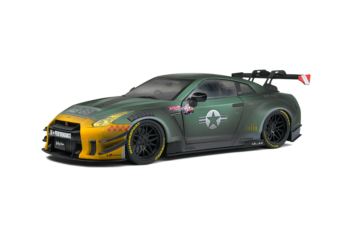 Solido NISSAN GT-R (R35) W/ LIBERTY WALK BODY KIT 2.0 ARMY FIGHTER – 2022 1/18 Scale