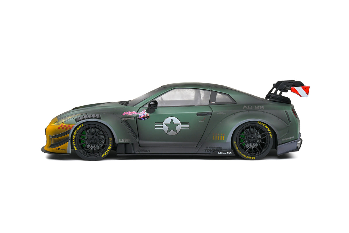 Solido NISSAN GT-R (R35) W/ LIBERTY WALK BODY KIT 2.0 ARMY FIGHTER – 2022 1/18 Scale