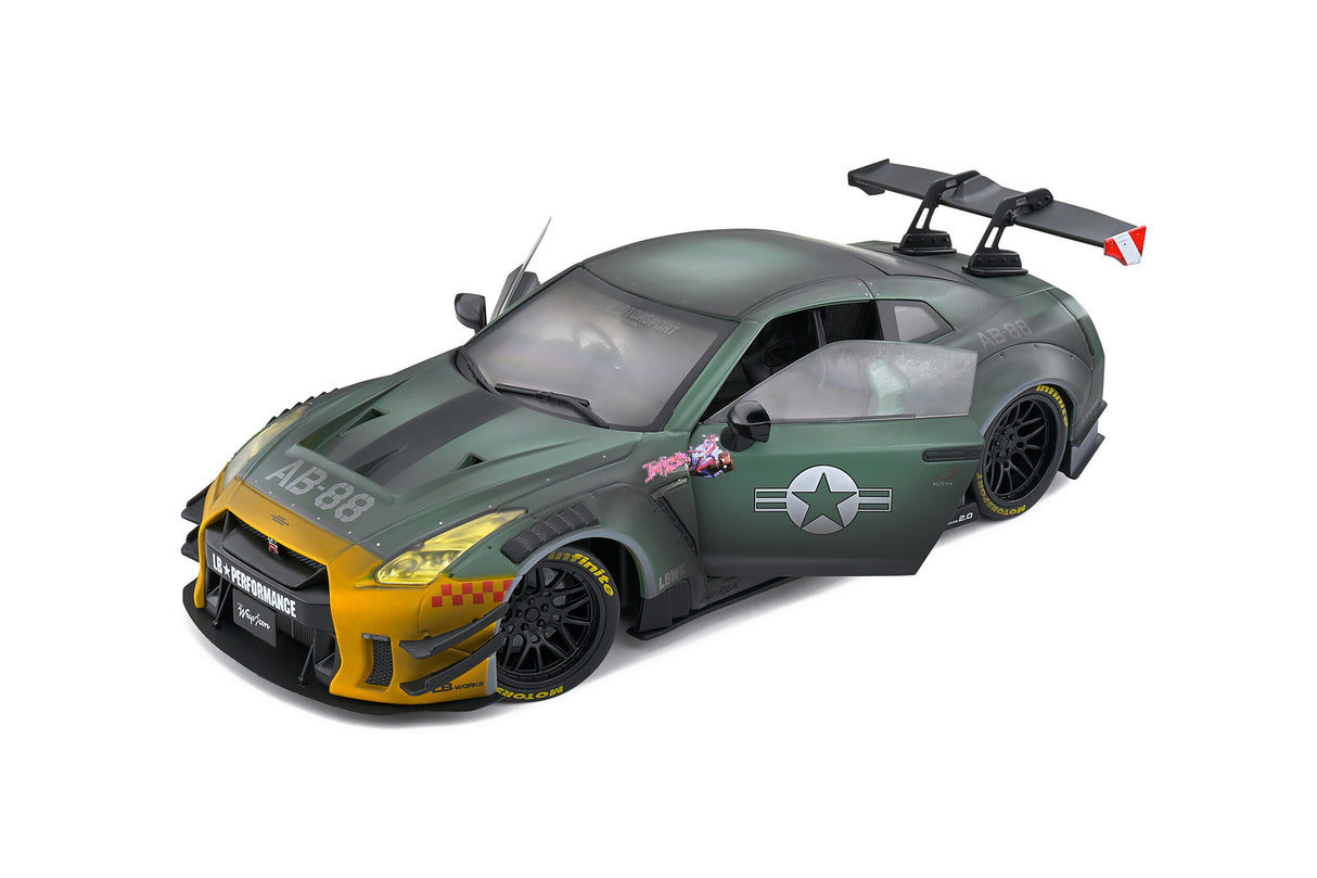Solido NISSAN GT-R (R35) W/ LIBERTY WALK BODY KIT 2.0 ARMY FIGHTER – 2022 1/18 Scale