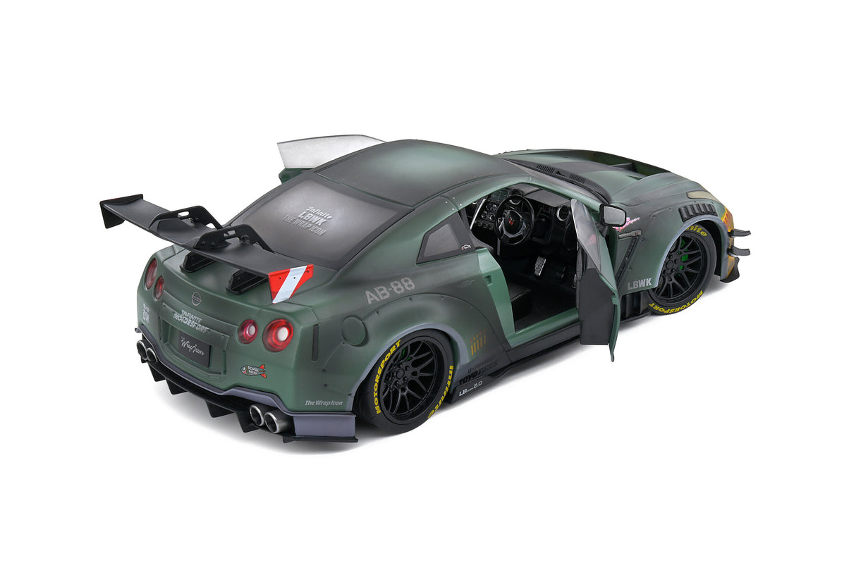 Solido NISSAN GT-R (R35) W/ LIBERTY WALK BODY KIT 2.0 ARMY FIGHTER – 2022 1/18 Scale