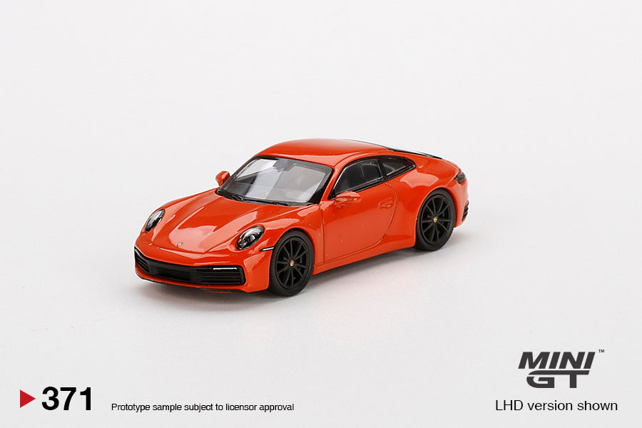Mini GT Porsche 911 (992) Carrera 4S Lava Orange (LHD) 1/64 Scale