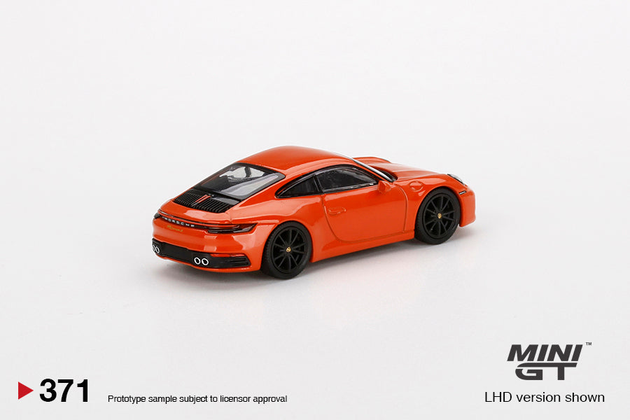 Mini GT Porsche 911 (992) Carrera 4S Lava Orange (LHD) 1/64 Scale