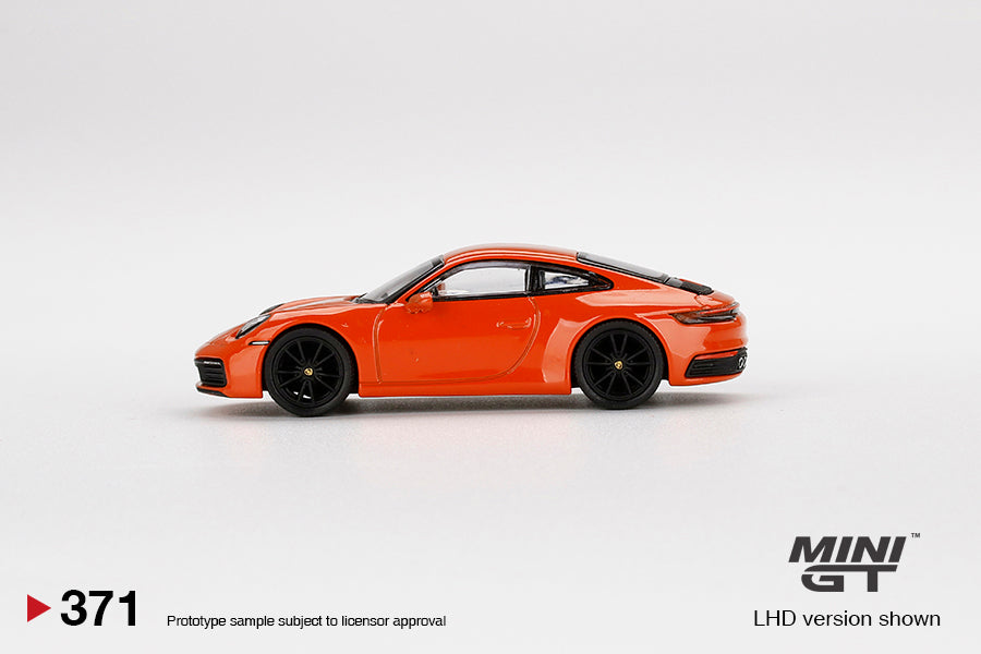 Mini GT Porsche 911 (992) Carrera 4S Lava Orange (LHD) 1/64 Scale