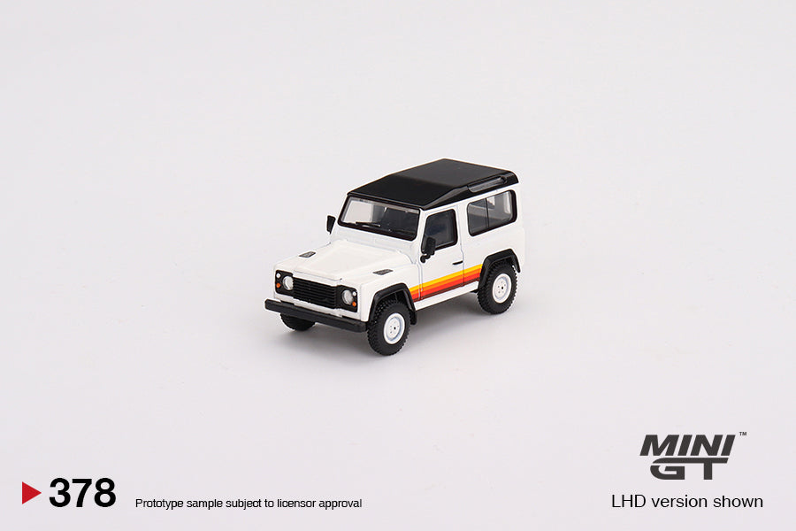 Mini GT Land Rover Defender 90 Wagon White (LHD) 1/64 Scale