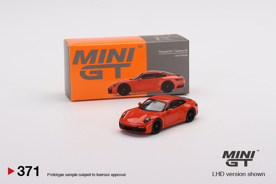 Mini GT Porsche 911 (992) Carrera 4S Lava Orange (LHD) 1/64 Scale