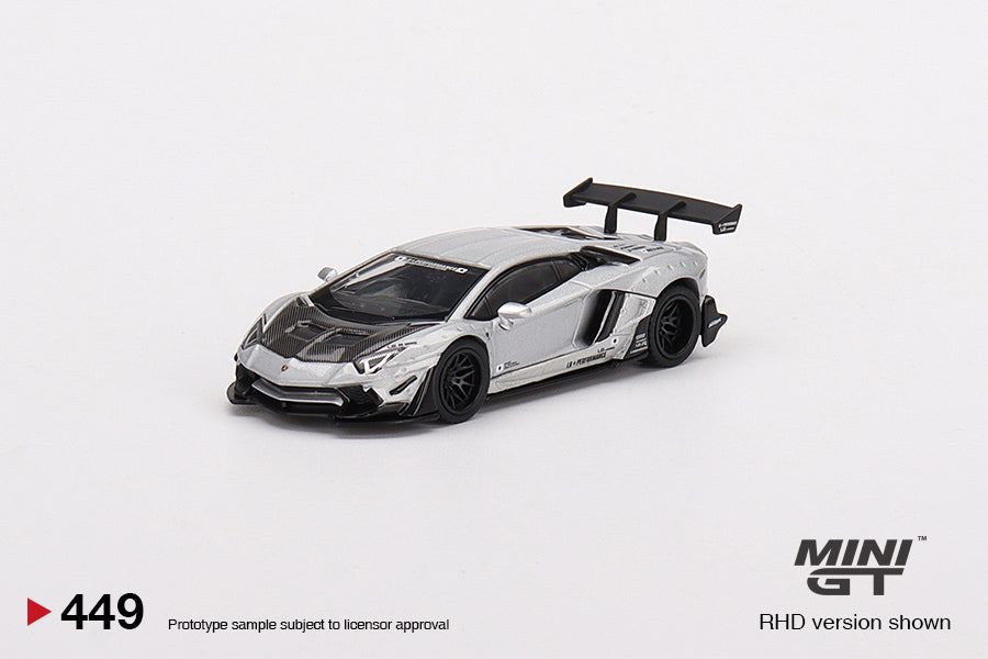 Mini GT LB★WORKS Lamborghini Aventador Limited Edition Matt Silver 1/64 Scale
