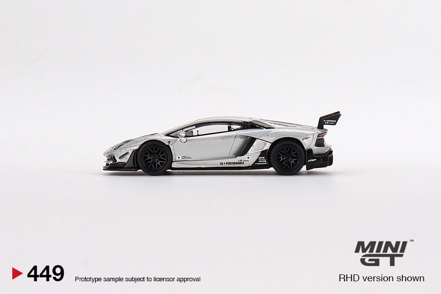 Mini GT LB★WORKS Lamborghini Aventador Limited Edition Matt Silver 1/64 Scale