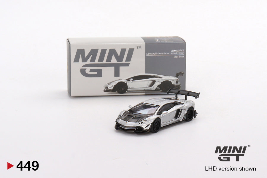 Mini GT LB★WORKS Lamborghini Aventador Limited Edition Matt Silver 1/64 Scale