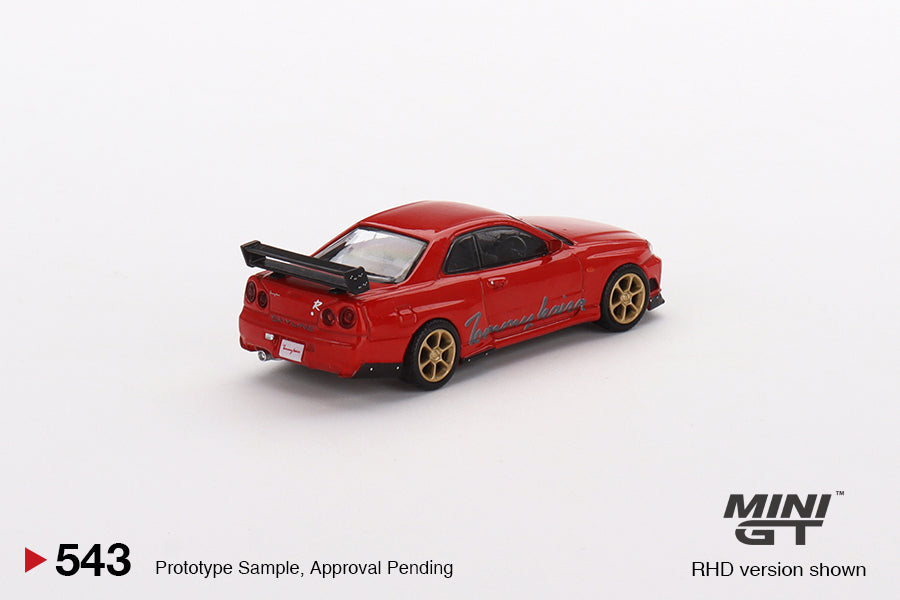 Mini GT Nissan GT-R (R34) TOMMYKAIRA R-Z Red (RHD) 1/64 Scale