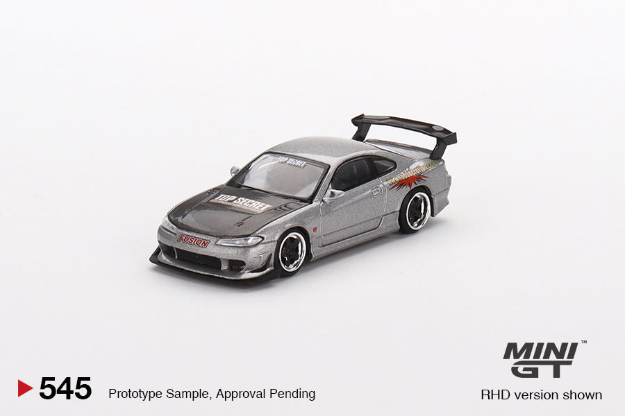 Mini GT Nissan Silvia Top Secret (S15) Silver 1/64 Scale