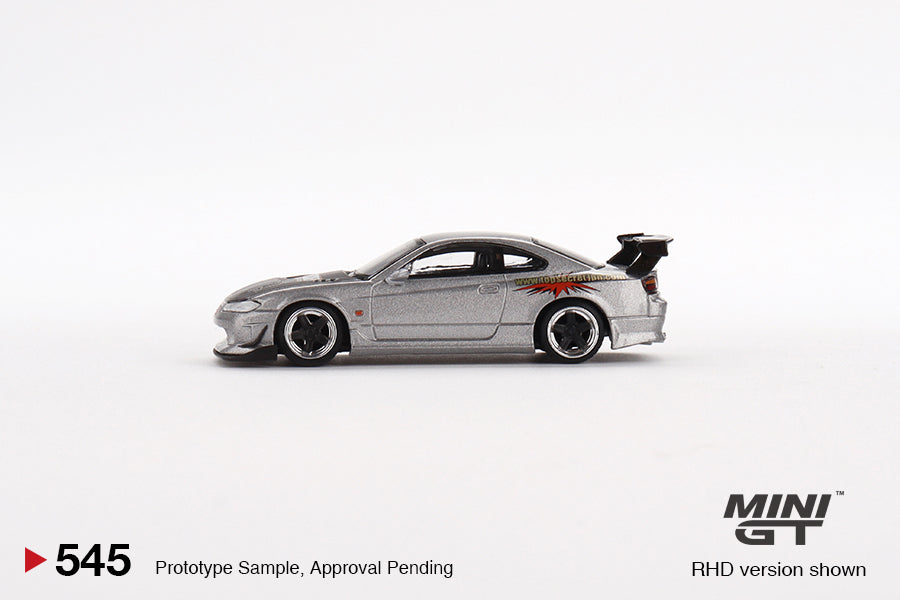 Mini GT Nissan Silvia Top Secret (S15) Silver 1/64 Scale