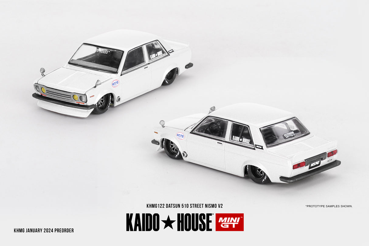 Mini GT x Kaido House Datsun 510 Street Nismo V2 White 1/64 Scale