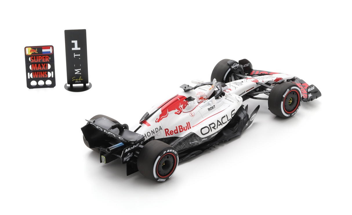 Spark Red Bull Racing RB21 #1 Max Verstappen Japanese GP 2025 Winner (With Pit Board) 1/18 Scale 18S1004