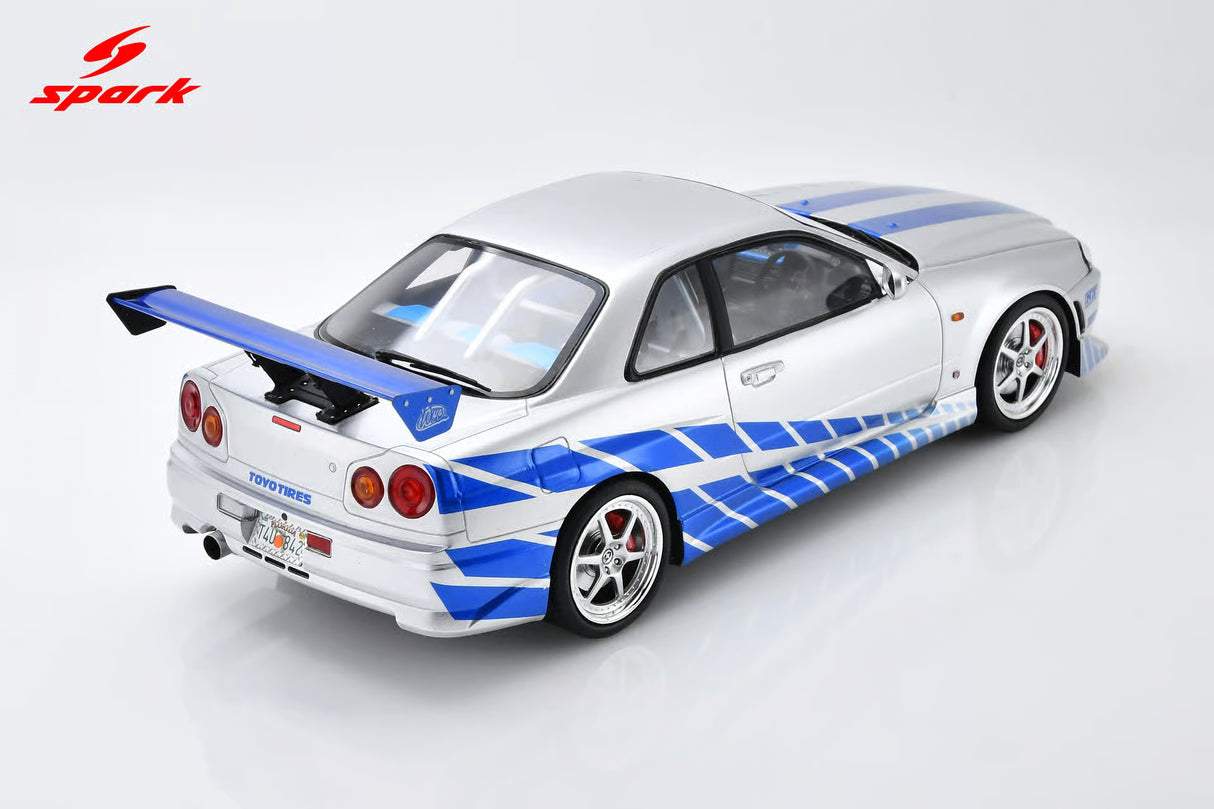 Spark Nissan Skyline GT-R R34 '25 Years of Fast & Furious' Special Edition 1/18 Scale