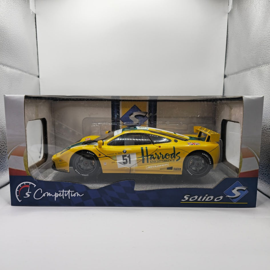 Solido McLaren F1 GT-R Short Tail 24H Le Mans 1995 - Harrods 1/18 Scale