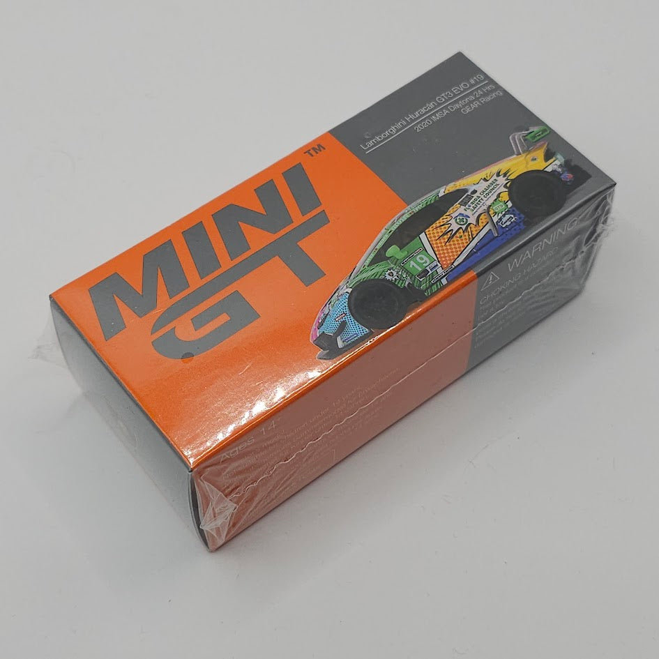 Mini GT Lamborghini Huracán GT3 EVO #19 GEAR Racing 2020 IMSA Daytona 24 Hrs 1/64 Scale