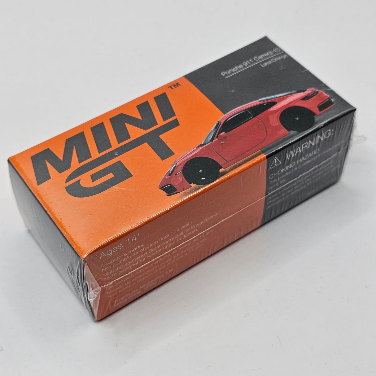 Mini GT Porsche 911 (992) Carrera 4S Lava Orange (LHD) 1/64 Scale