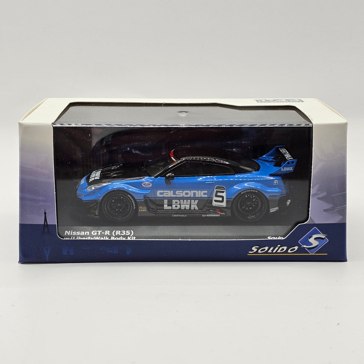Solido Nissan GT-R (R35) LB Works - Liberty Walk Silhouette Coupe Calsonic 2016 1/43 Scale