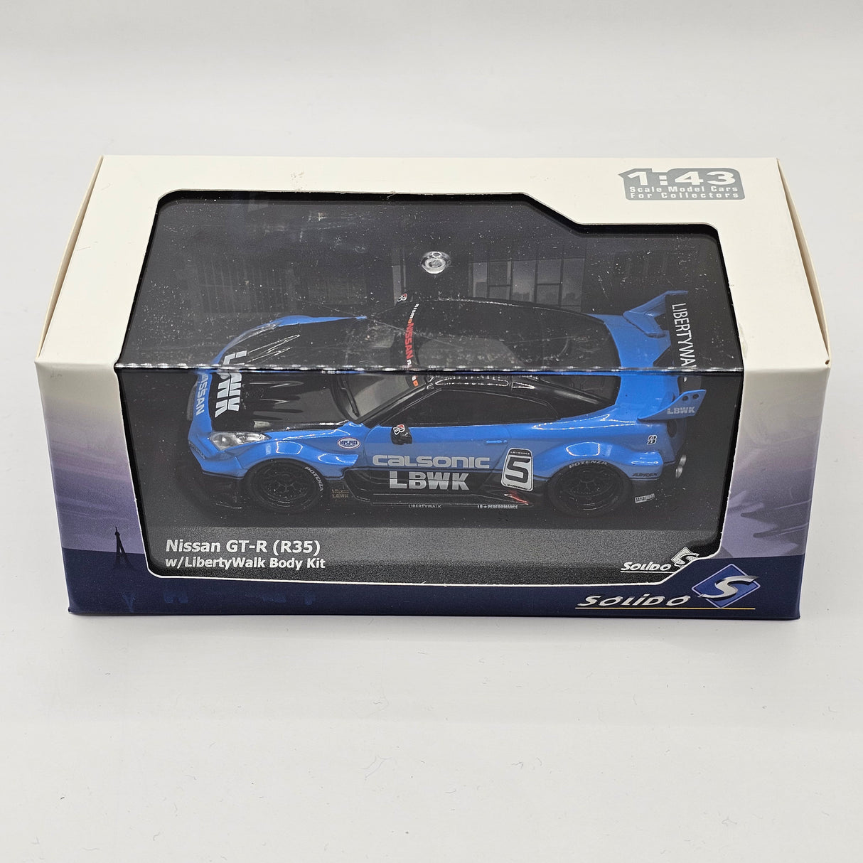 Solido Nissan GT-R (R35) LB Works - Liberty Walk Silhouette Coupe Calsonic 2016 1/43 Scale