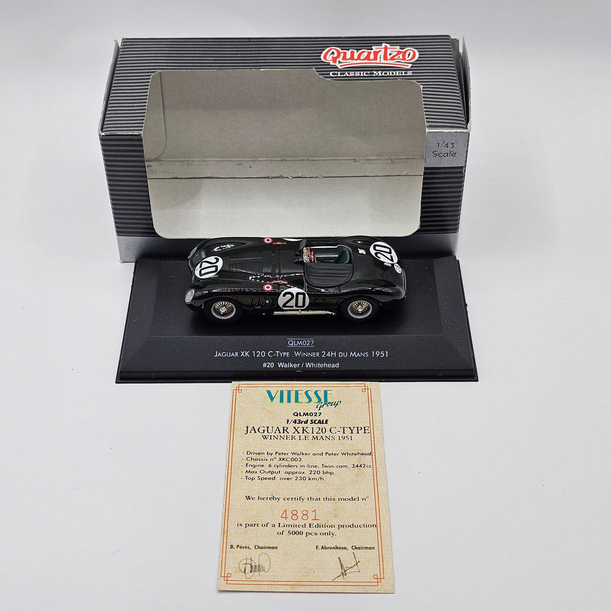 Quartzo Jaguar XK120 C #20 Le Mans Winner 1951 1/43 Scale