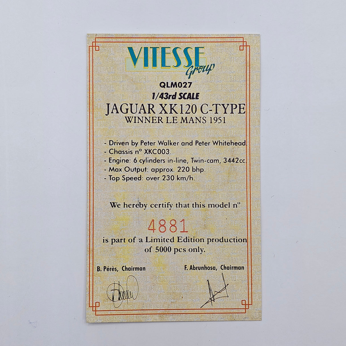 Quartzo Jaguar XK120 C #20 Le Mans Winner 1951 1/43 Scale