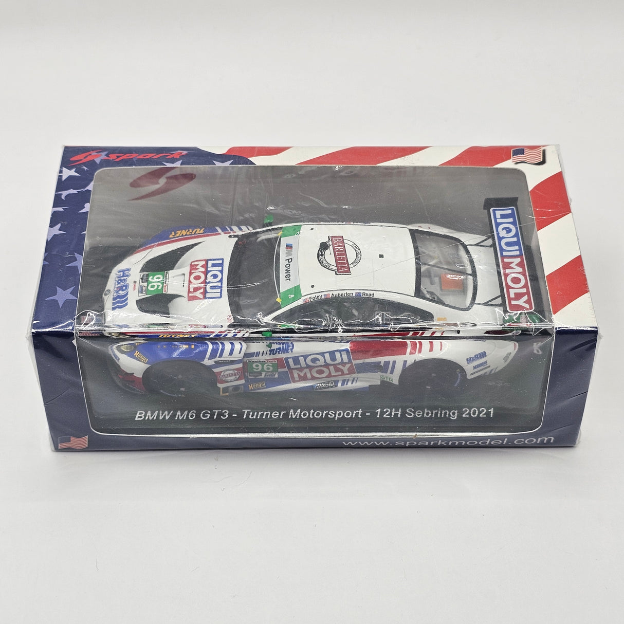 Spark BMW M6 GT3 #96 Turner Motorsport 12H Sebring 2021 Auberlen/Foley/Read (300pcs) 1/43 Scale