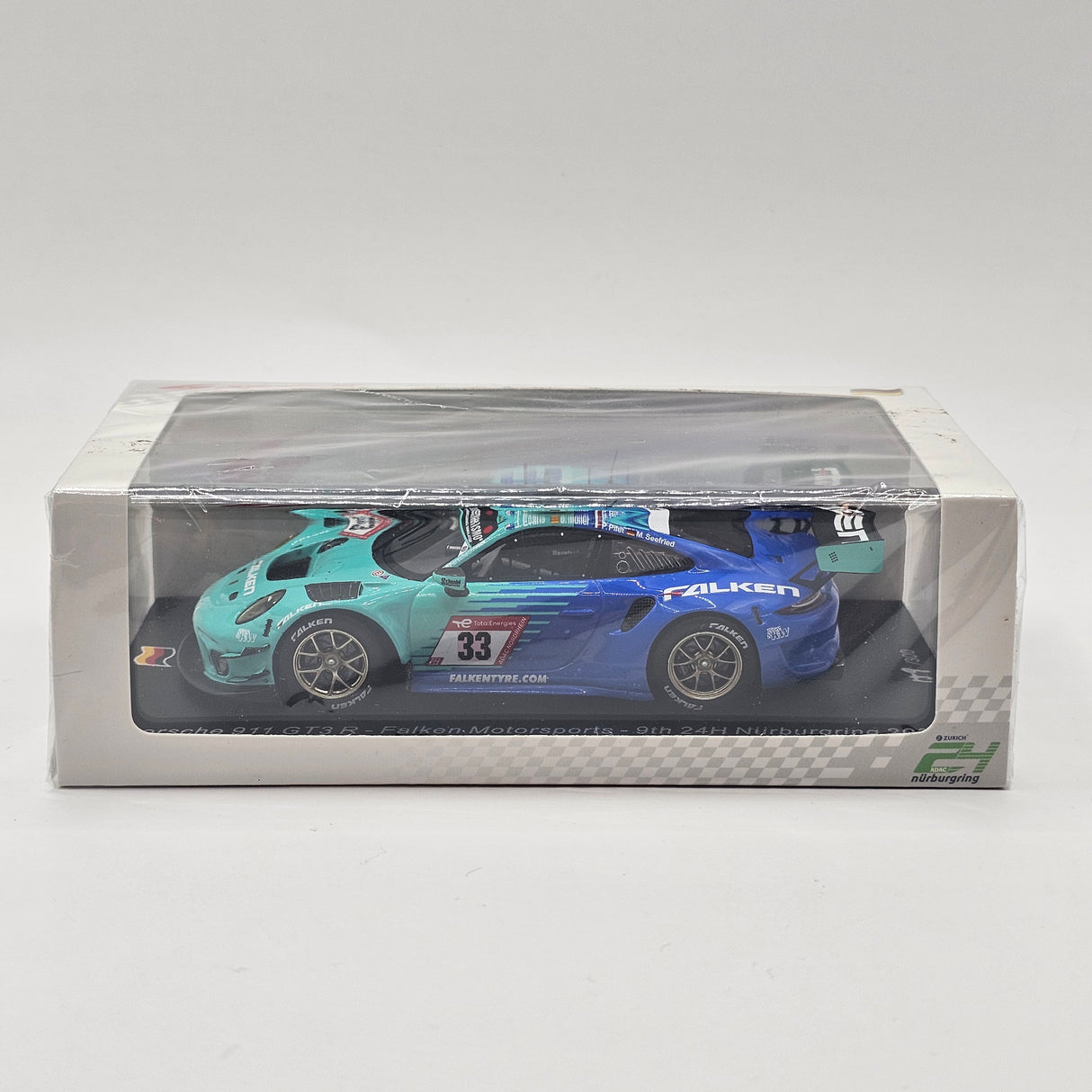 Spark Porsche 911 GT3 R #33 Falken Motorsports 9th 24H Nurburgring 2022 Evans/Muller 1/43 Scale
