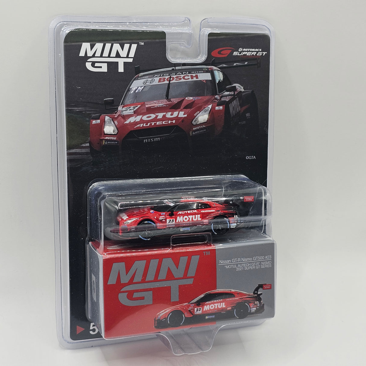 Mini GT Nissan GT-R Nismo GT500 #23 “MOTUL AUTECH GT-R" NISMO 2021 SUPER GT SERIES 1/64 Scale