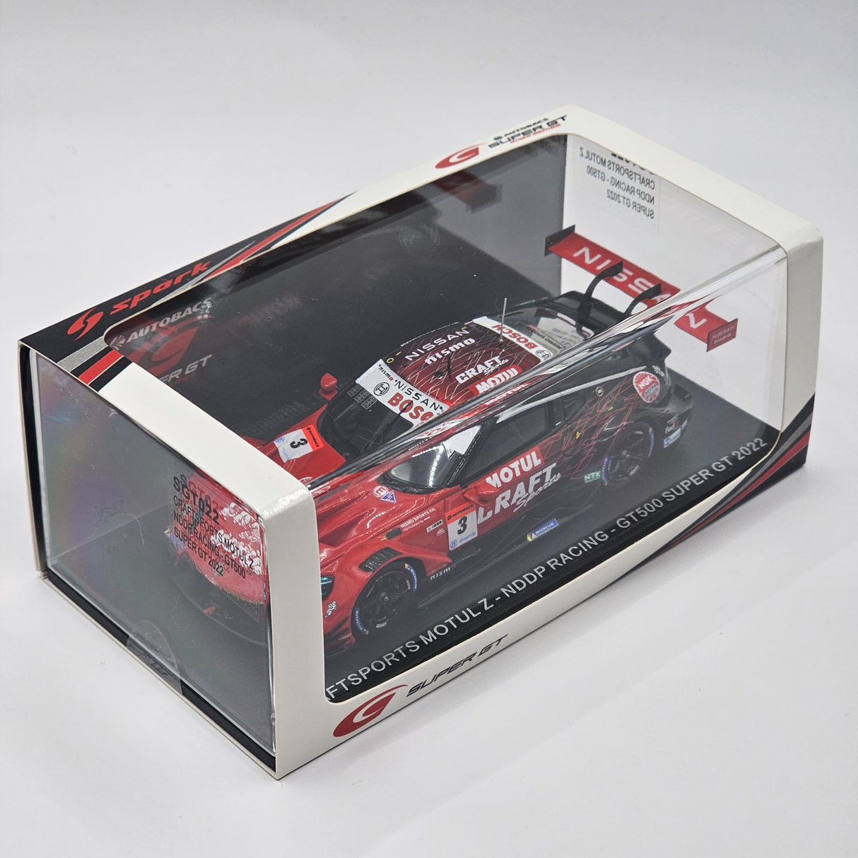 Spark Nissan Craftsports Motul Z #3 NDDP Racing GT500 Super GT 2022 Chiyo/Takaboshi 1/43 Scale