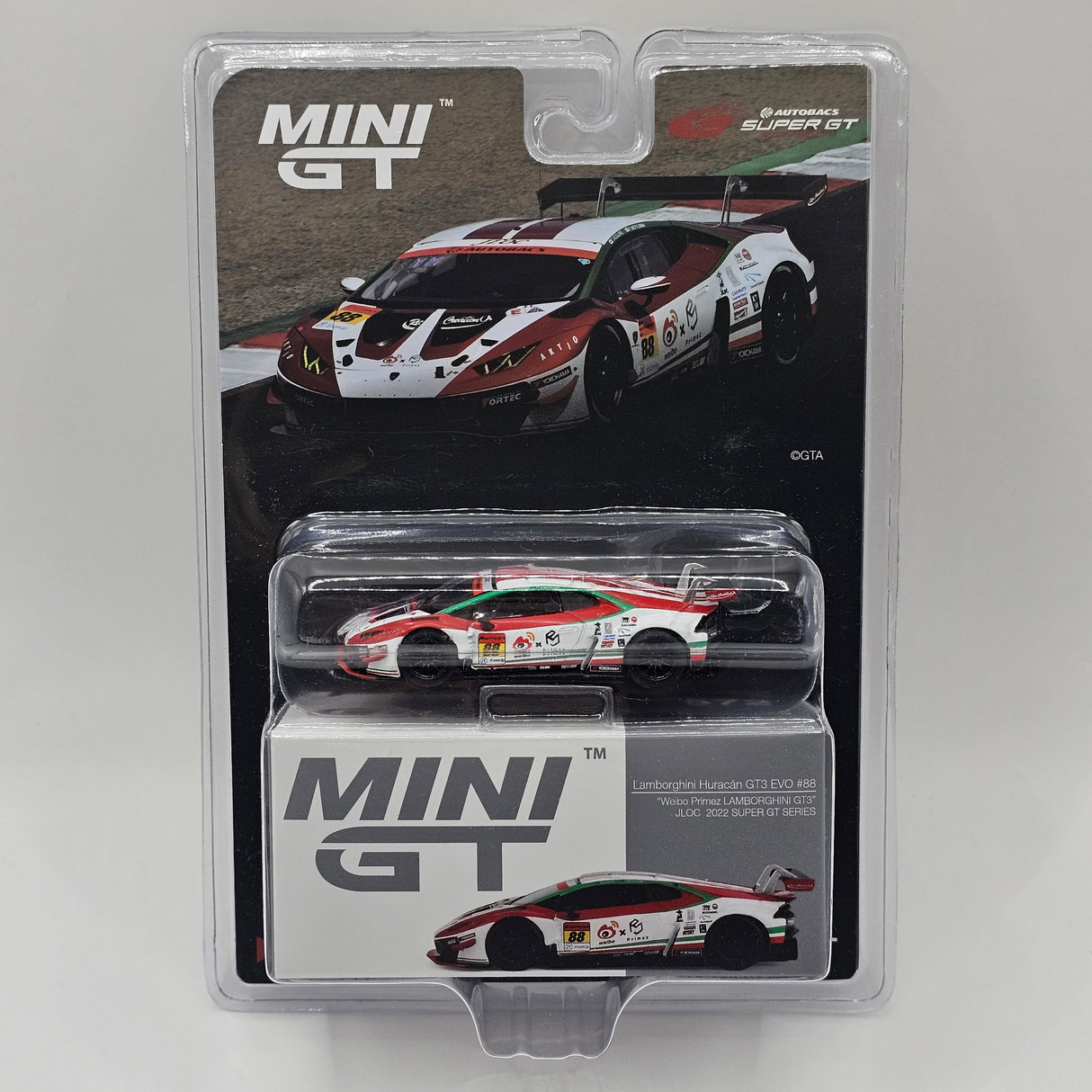 Mini GT Lamborghini Huracan GT3 EVO #88 JLOC 2022 Super GT 1/64 Scale