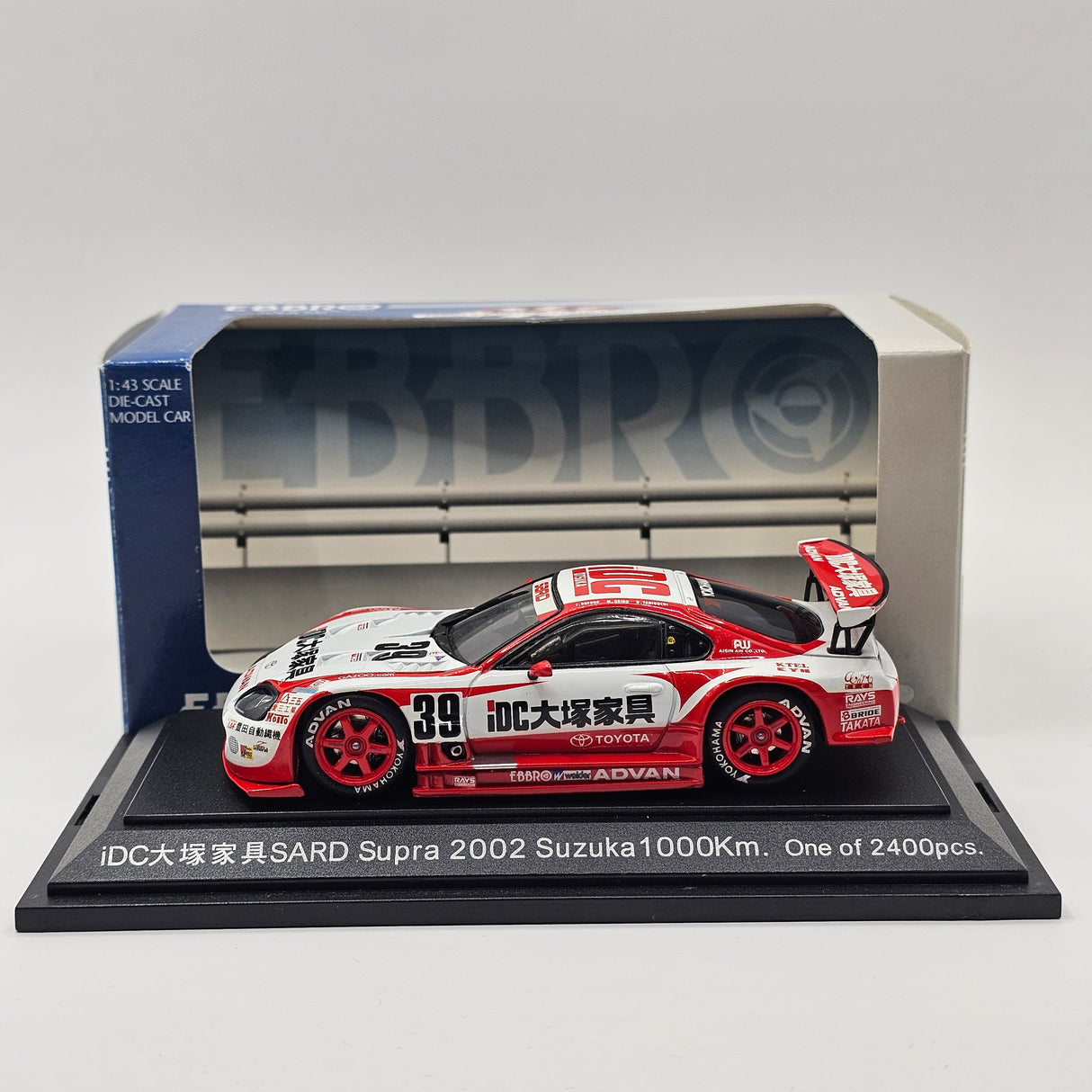 EBBRO Toyota Supra #39 SARD Suzuka 1000KM 2002 1/43 Scale