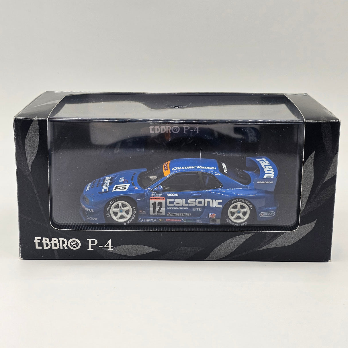 EBBRO P4 Nissan Skyline R34 GT-R #12 Calsonic JGTC GT500 2002 Resin Collection 1/43 Scale