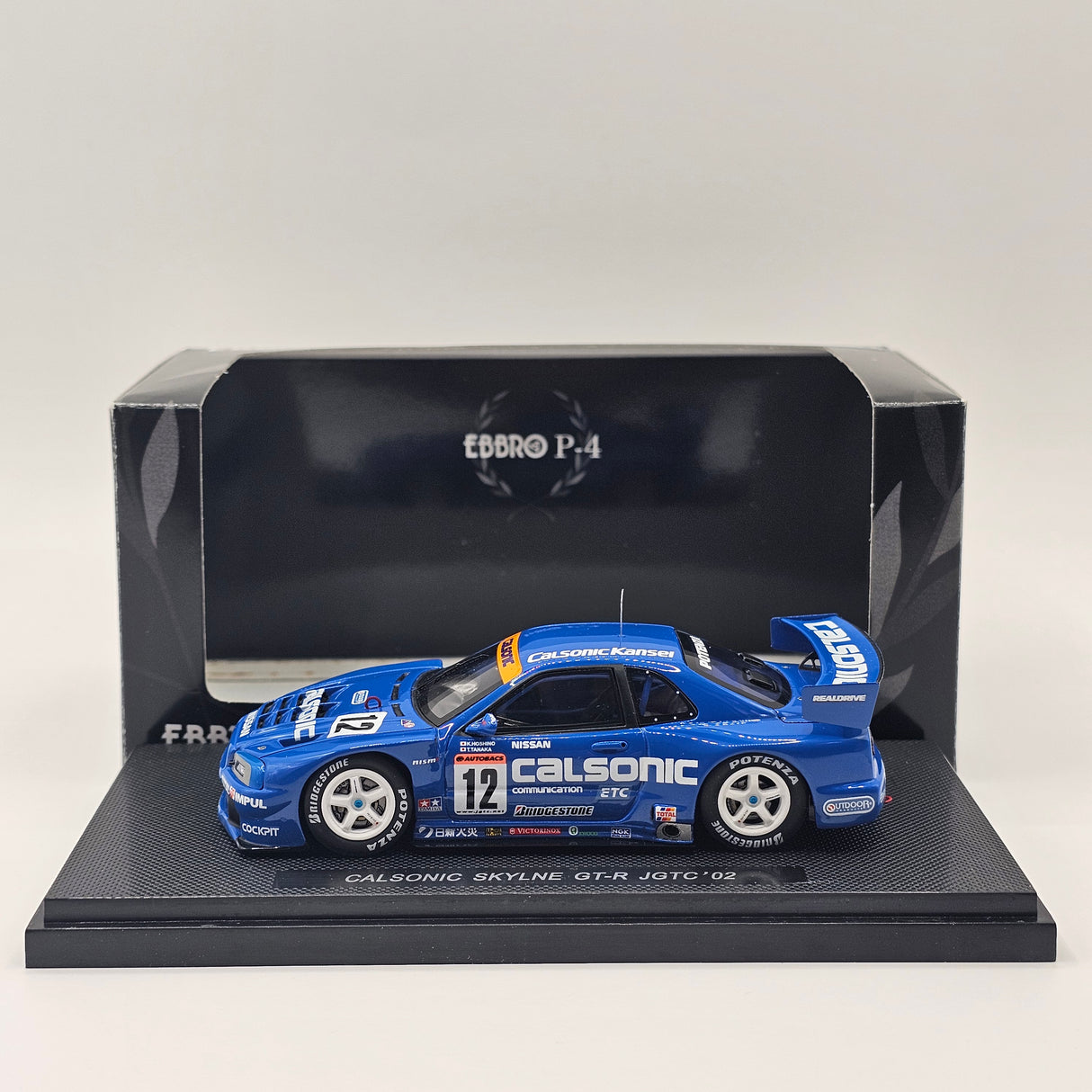 EBBRO P4 Nissan Skyline R34 GT-R #12 Calsonic JGTC GT500 2002 Resin Collection 1/43 Scale