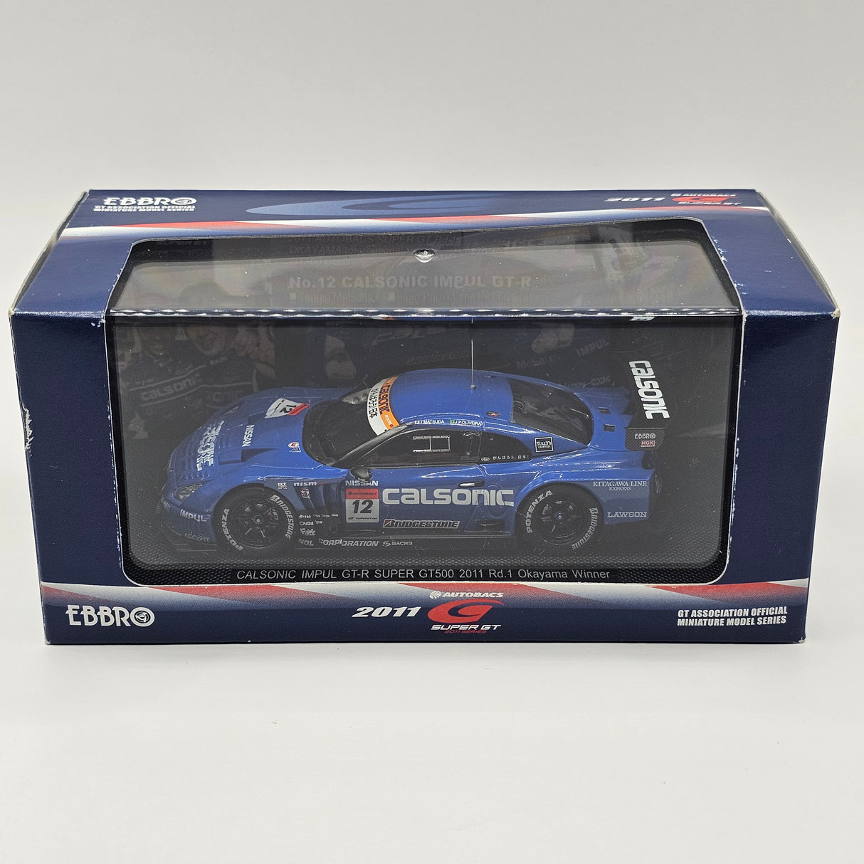 EBBRO Nissan GT-R No. 12 Calsonic Impul Super GT GT500 Rd. 1 Winner 2011 1/43 Scale