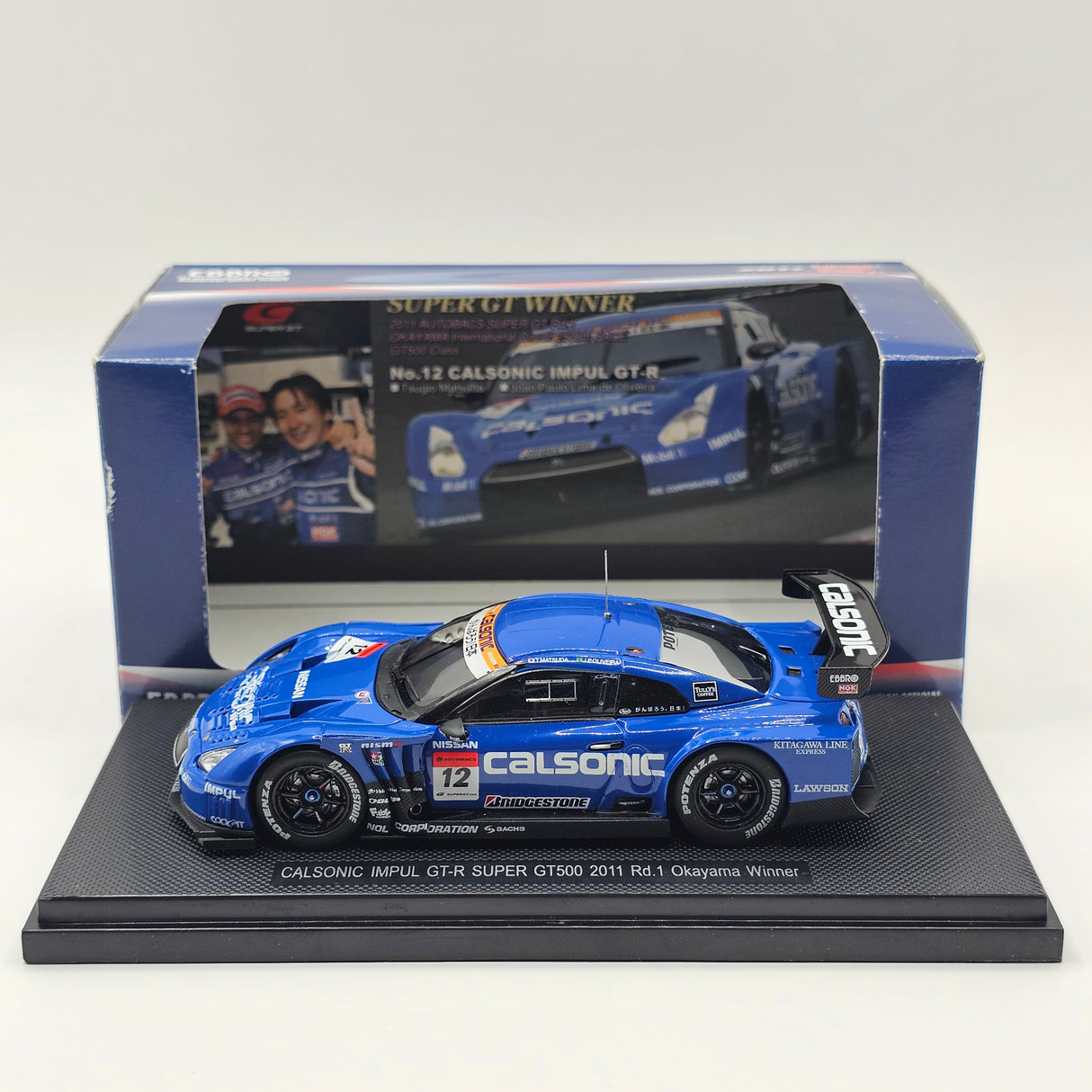EBBRO Nissan GT-R No. 12 Calsonic Impul Super GT GT500 Rd. 1 Winner 2011 1/43 Scale