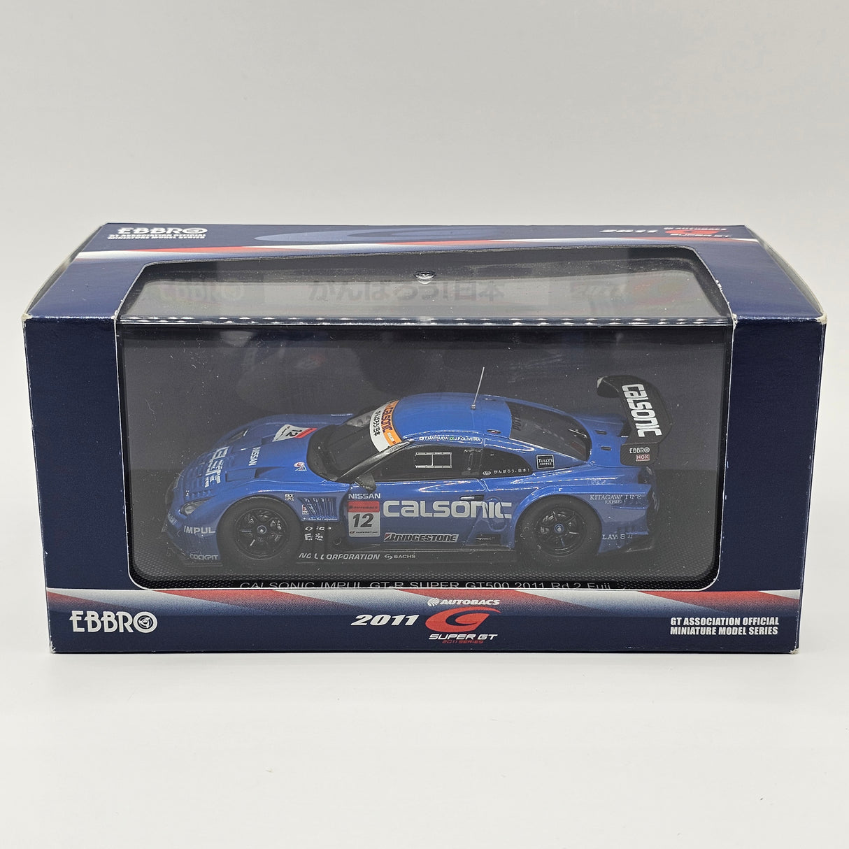 EBBRO Nissan GT-R No. 12 Calsonic Impul Super GT GT500 Rd. 2 Fuji 2011 1/43 Scale