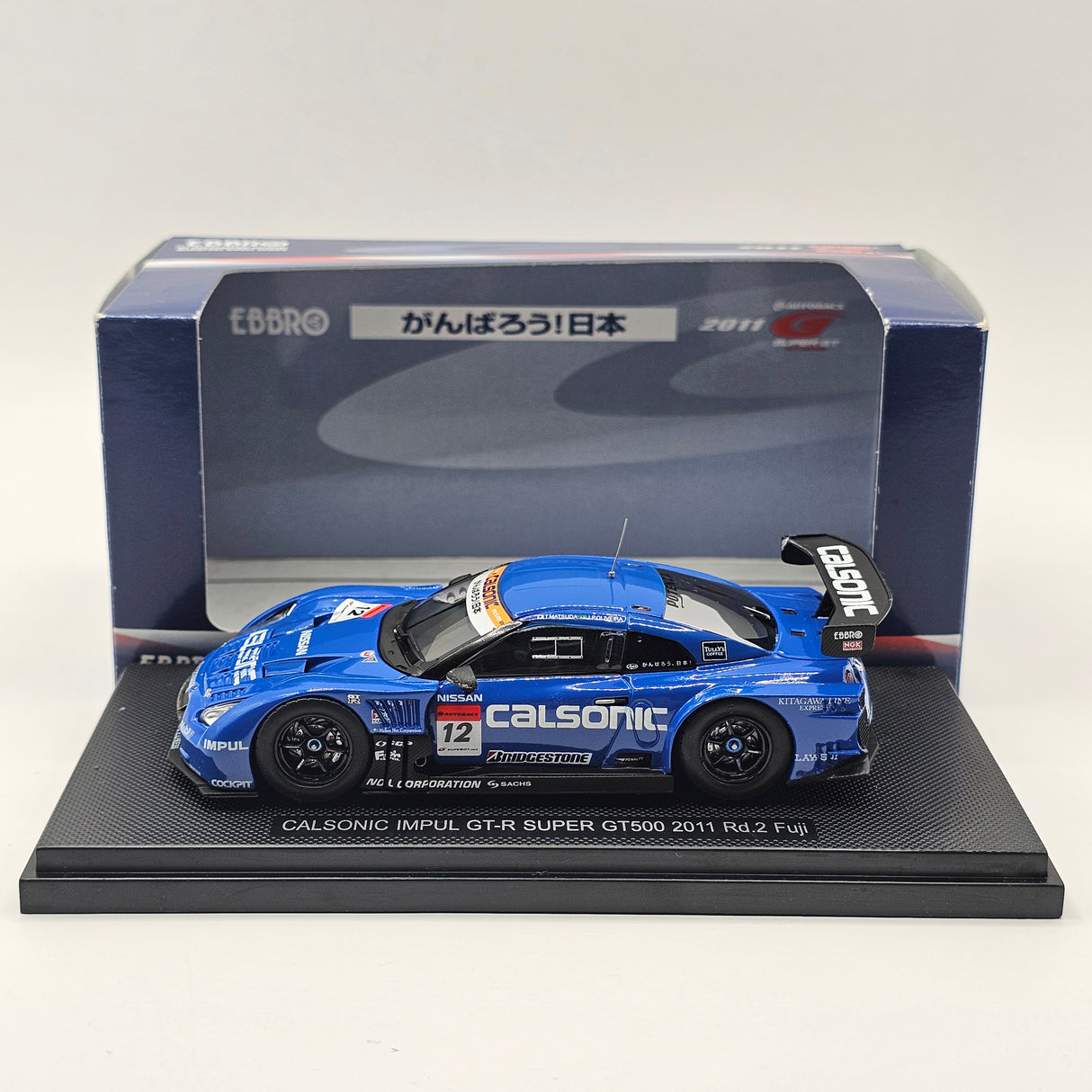 EBBRO Nissan GT-R No. 12 Calsonic Impul Super GT GT500 Rd. 2 Fuji 2011 1/43 Scale