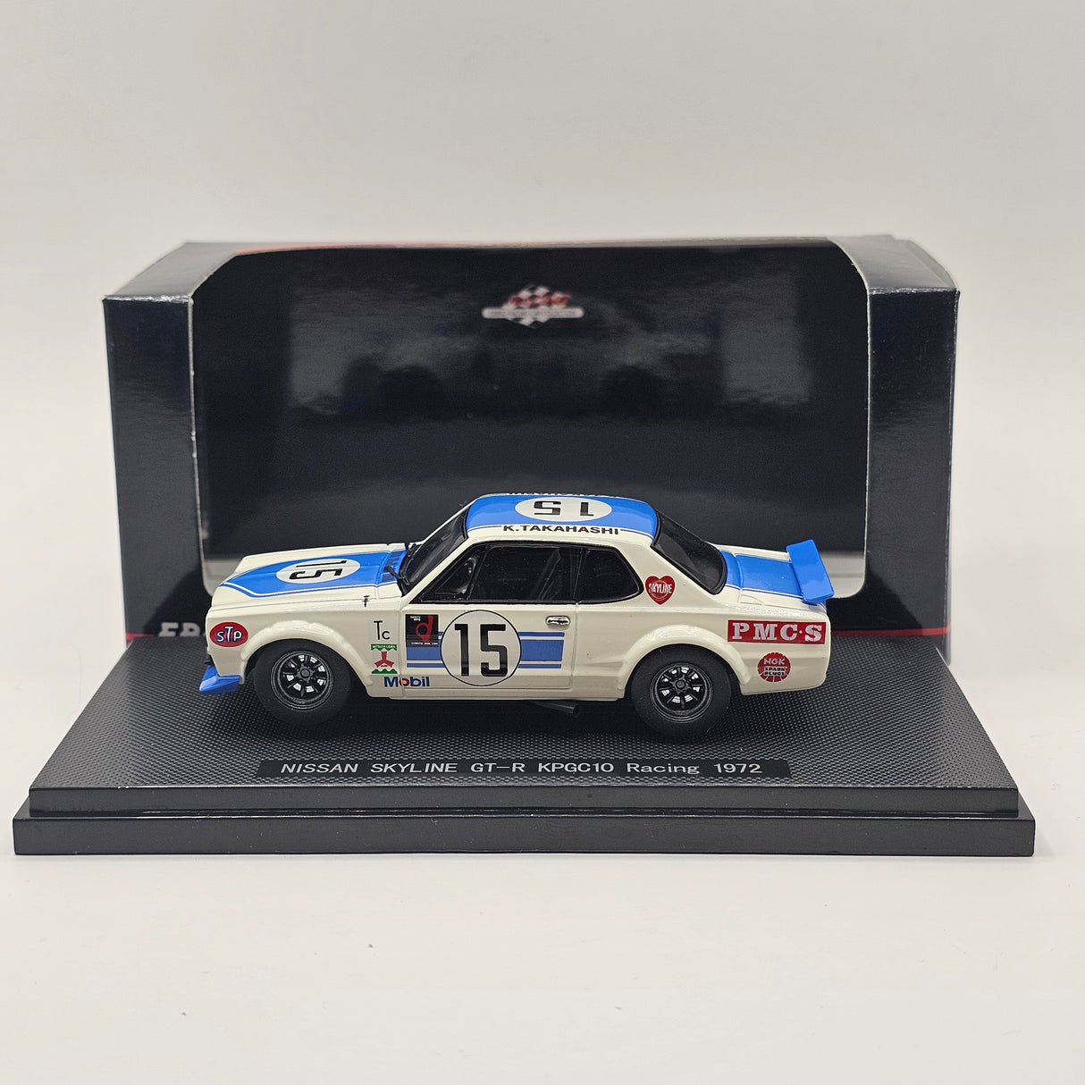 EBBRO Nissan Skyline GT-R KPGC10 Racing #15 (White/Blue) 1/43 Scale