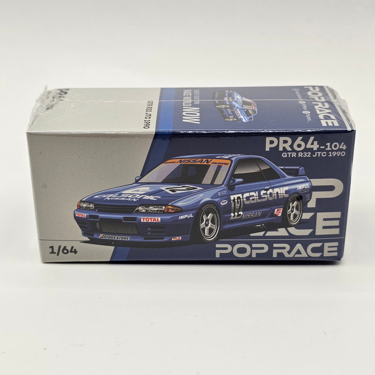 Pop Race Nissan Skyline GT-R R32 JTC 1990 Calsonic 1/64 Scale