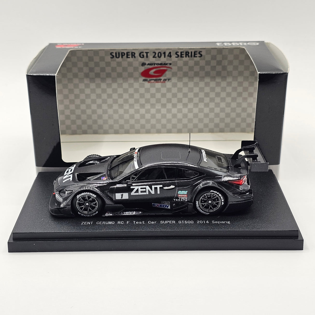 EBBRO Lexus RC F #1 Zent Cerumo Super GT GT500 2014 Sepang Test Car 1/43 Scale
