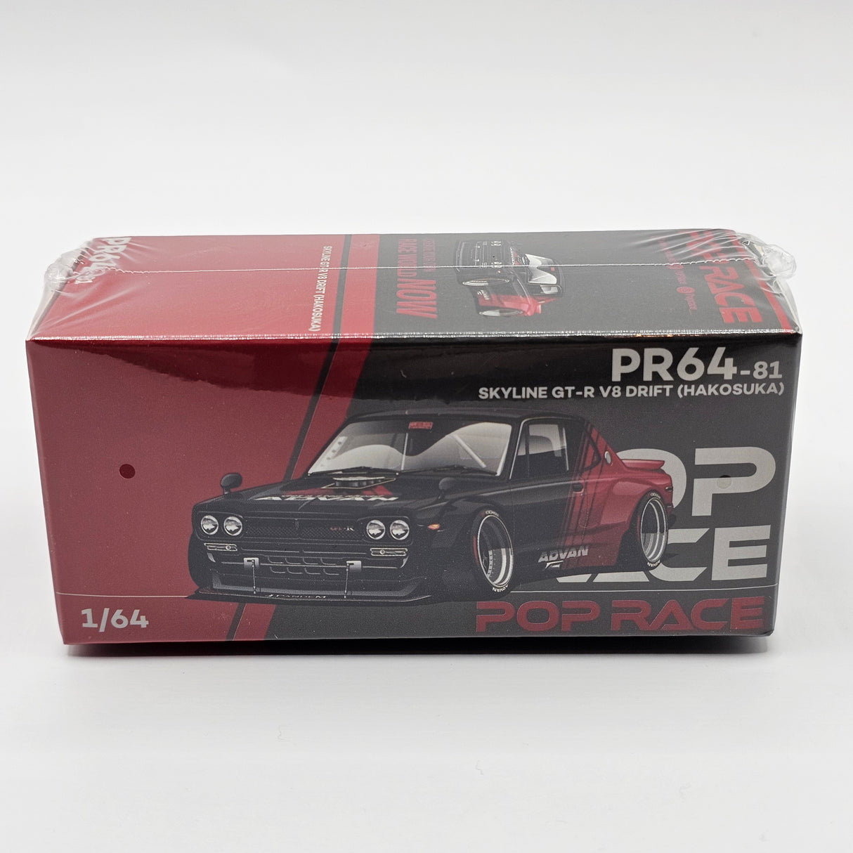 Pop Race Nissan Skyline GT-R V8 Drift Hakosuka Advan PR640081 1/64 Scale