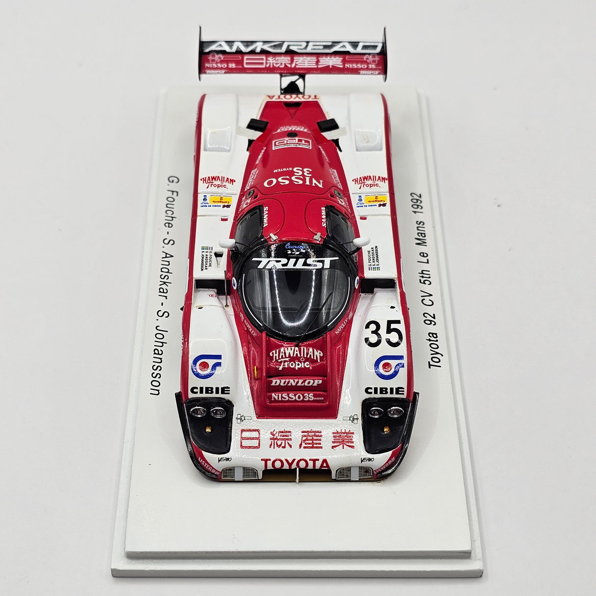 Spark Toyota 92CV #35 Trust Toyota Kitz Racing C2 Winner Le Mans 1992 1/43 Scale