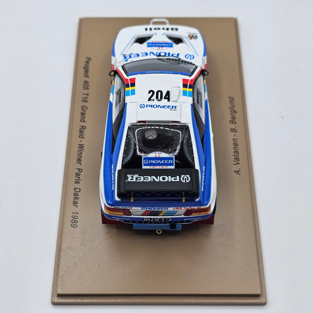 Spark Peugeot 405 T16 Raid #204 Ari Vatanen Paris Dakar Winner 1989 1/43 Scale S5616
