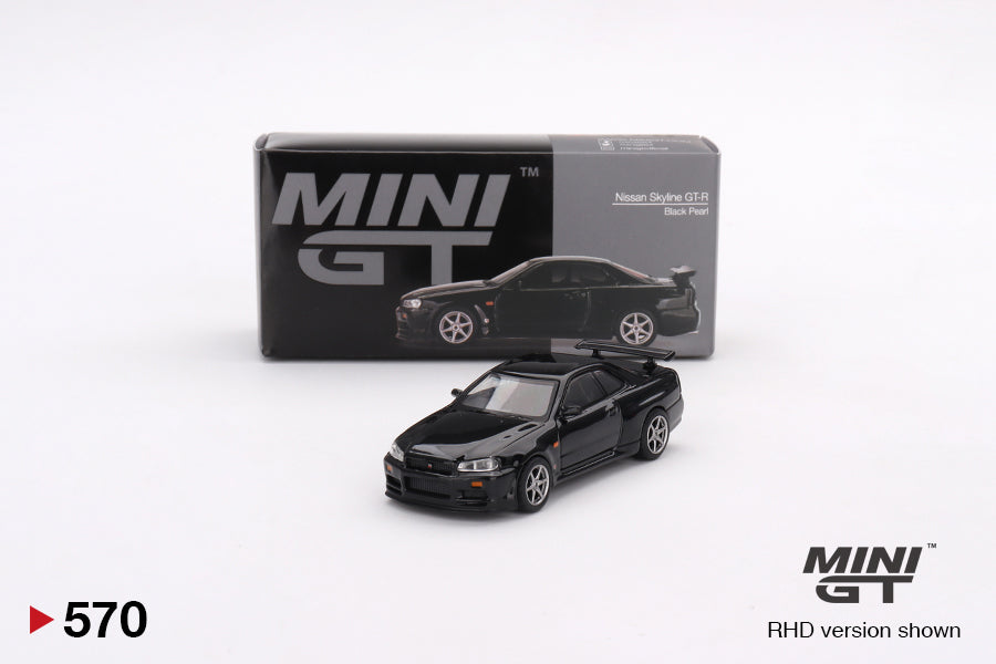 Mini GT Nissan Skyline GT-R (R34) V-SPEC Black Pearl (RHD) 1/64 Scale