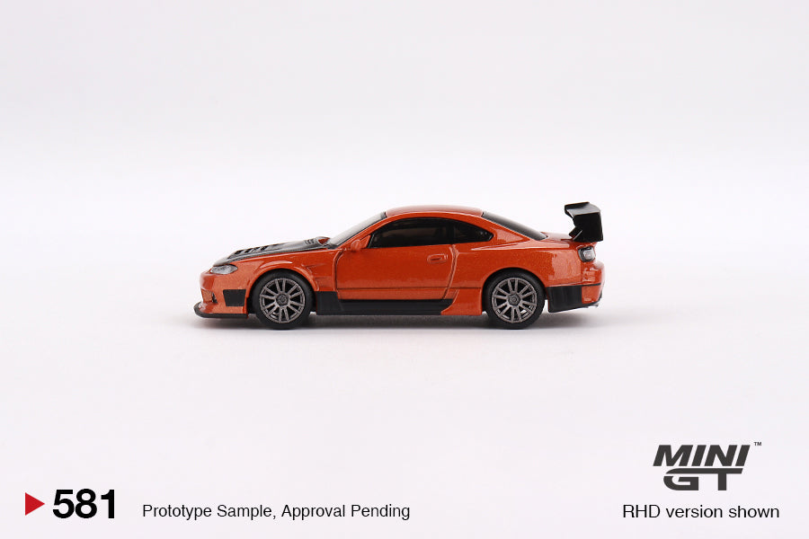 Mini GT Nissan Silvia S15 D-MAX Metallic Orange (RHD) 1/64 Scale