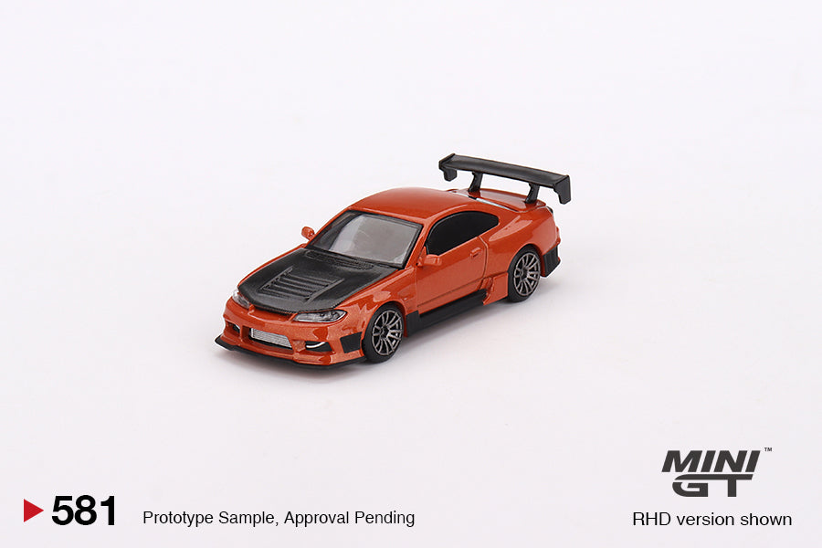 Mini GT Nissan Silvia S15 D-MAX Metallic Orange (RHD) 1/64 Scale