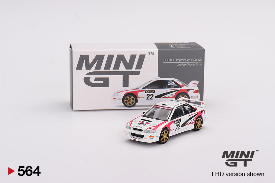 Mini GT Subaru Impreza WRC98 1999 Rally Tour De Corse #22 (LHD) 1/64 Scale