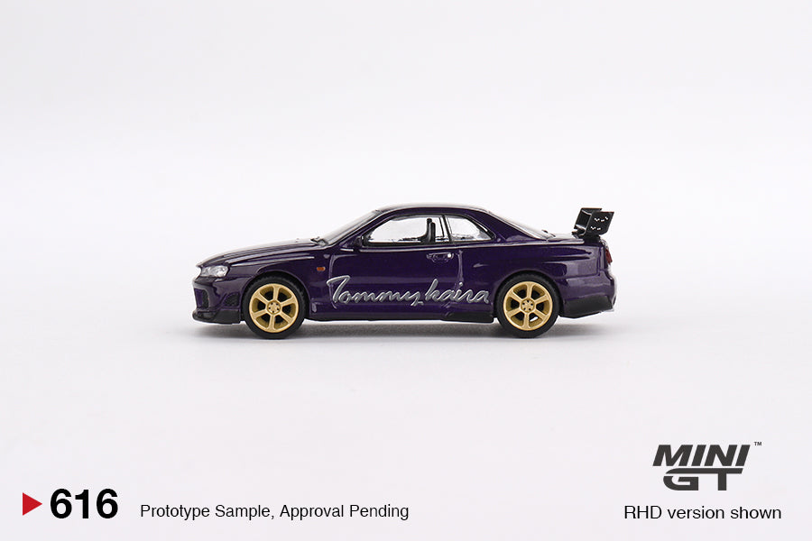 Mini GT Nissan Skyline GT-R (R34) Tommykaira R-Z Midnight Purple (RHD) 1/64 Scale