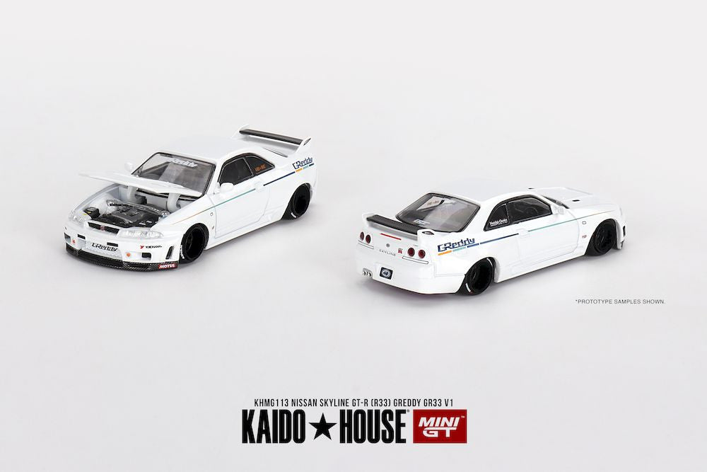 Mini GT x Kaido House Nissan Skyline GT-R R33 GReddy GR33 V1 1/64 Scale